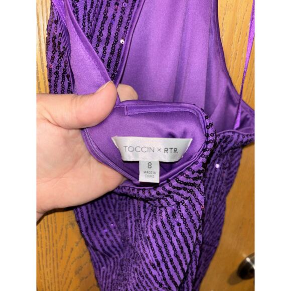 Toccin x RTR women’s Design Collective Sequin Asymmetrical Dress purple (size 8) - Picture 6 of 6